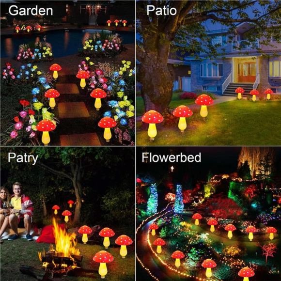 New Upgraded Waterproof Solar Mushroom Lights Outdoor Decor, 8 Modes for Garden - Picture 6 of 7